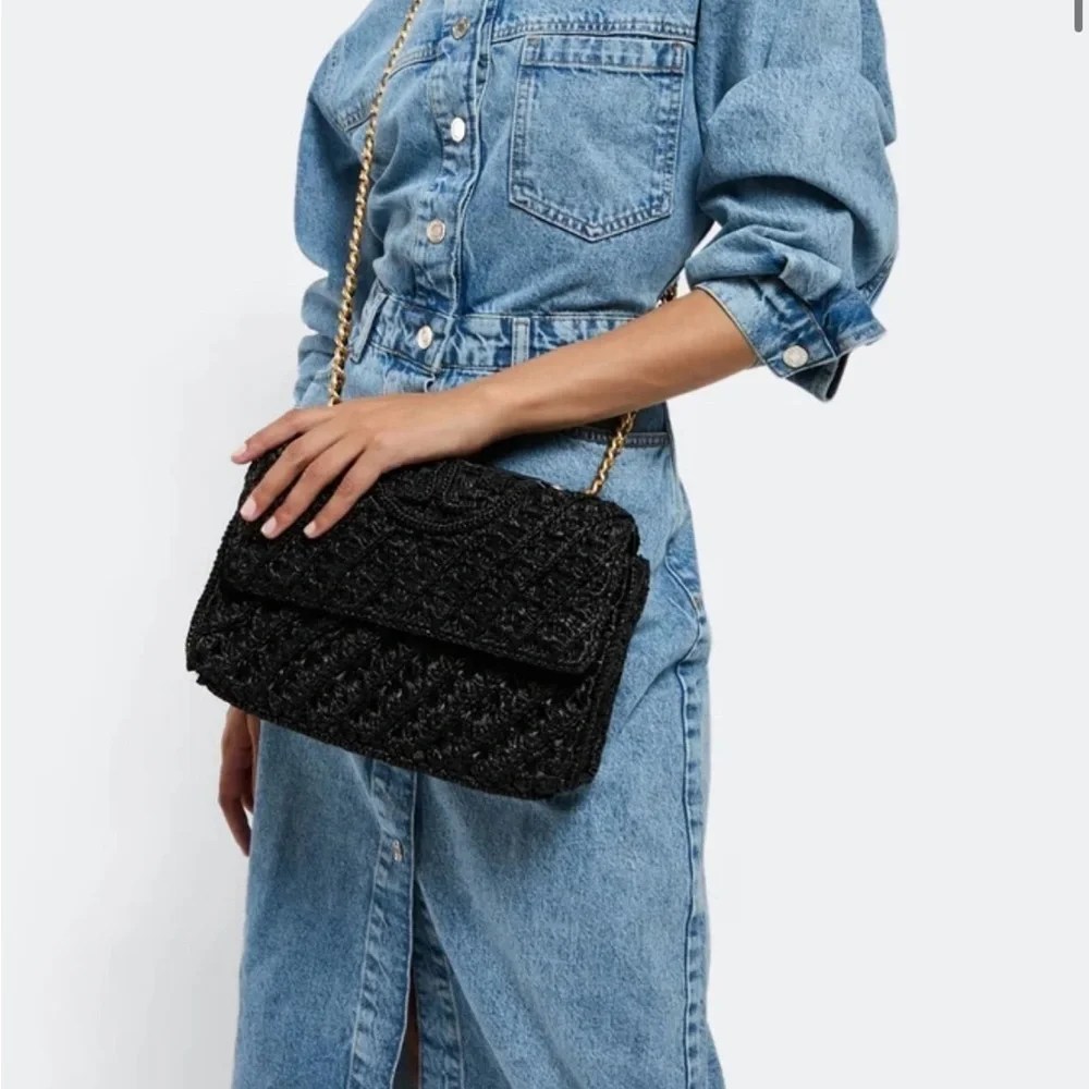 Tory Burch Fleming Raffia  Convertible Shoulder